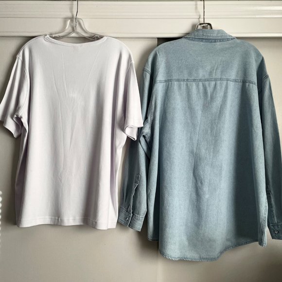 VTG Plus Size Tia Designs Holiday Top/Denim Blouse SET Beaded Embroidered Cat 1X - Picture 12 of 15